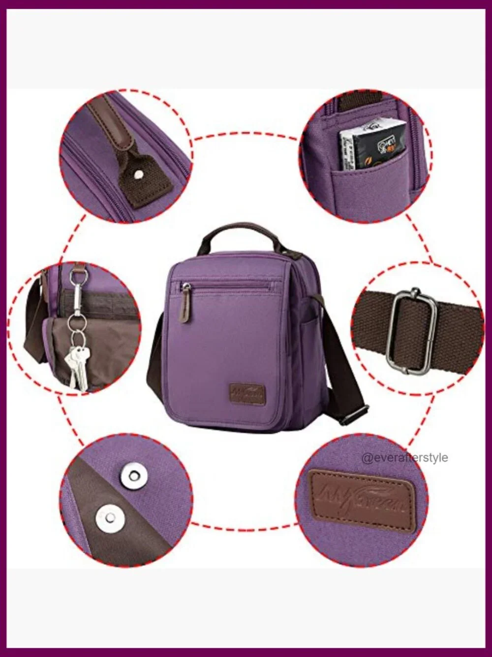 Small Canvas Crossbody Shoulder Messenger Bag with Multiple Pockets
